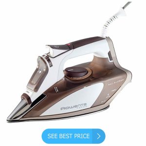 Rowenta DW5080 1700-Watt Micro Steam Iron Stainless Steel Soleplate with Auto-Off, 400-Hole,